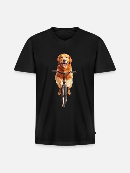 Golden Retriever - Männer Premium Bio T-Shirt mit V-Ausschnitt - Schwarz