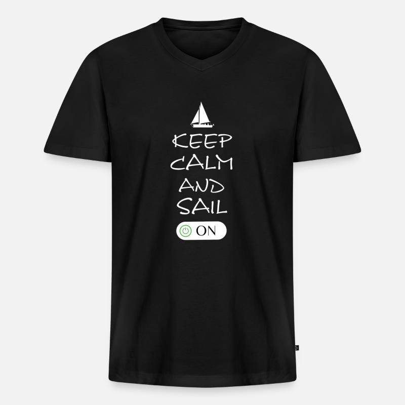 sailing keep calm - Männer Premium Bio T-Shirt mit V-Ausschnitt - Schwarz