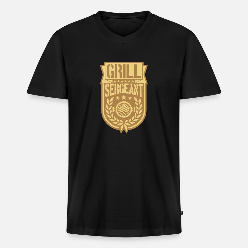 Grill Sergeant cool Lorbeerkranz - Männer Premium Bio T-Shirt mit V-Ausschnitt - Schwarz