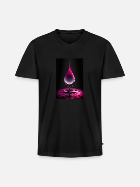 Drops magenta 4 - Men's Premium Organic T-shirt with V-neck - black