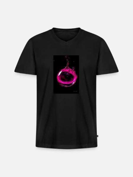 Drops magenta 5 - Men's Premium Organic T-shirt with V-neck - black