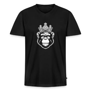Singe Singe Visage de Singe Jungle - T-shirt encolure en V Premium bio Homme - noir - Devant - Nico (187cm)