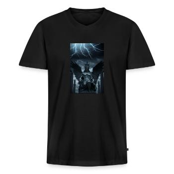 Ange gothique, pour les fans de musique gothique - T-shirt encolure en V Premium bio Homme - noir - Devant - Nico (187cm)