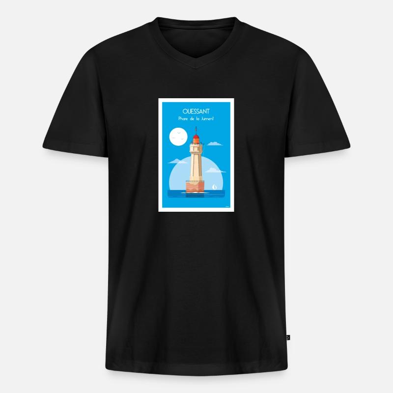 DER LEUCHTTURM VON MARE - Männer Premium Bio T-Shirt mit V-Ausschnitt - Schwarz