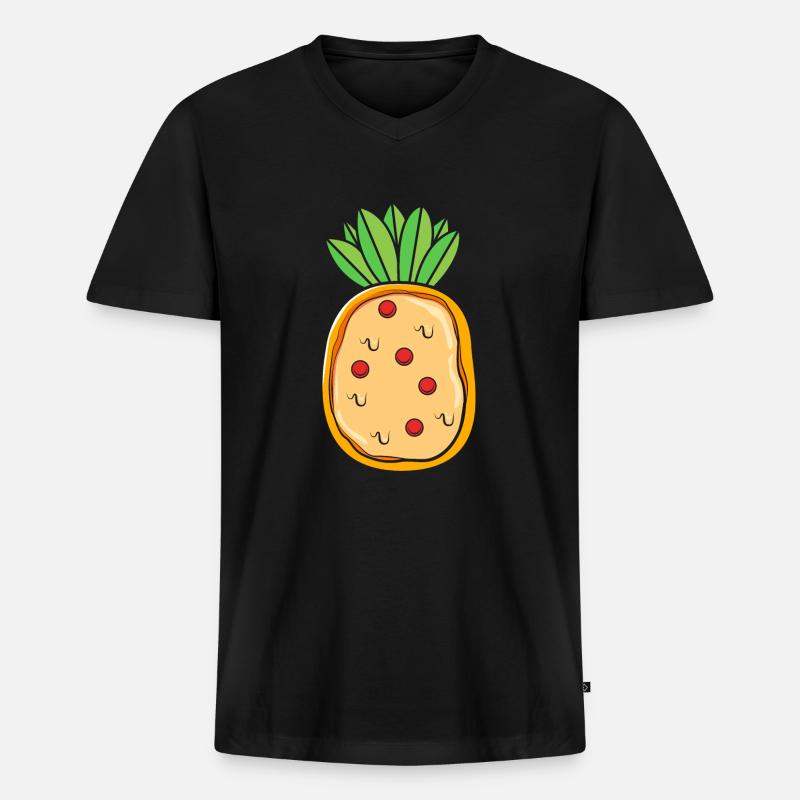 Pizza Hawaii - Männer Premium Bio T-Shirt mit V-Ausschnitt - Schwarz