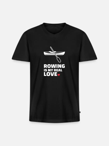 I love rowing - Men's Premium Organic T-shirt with V-neck - black