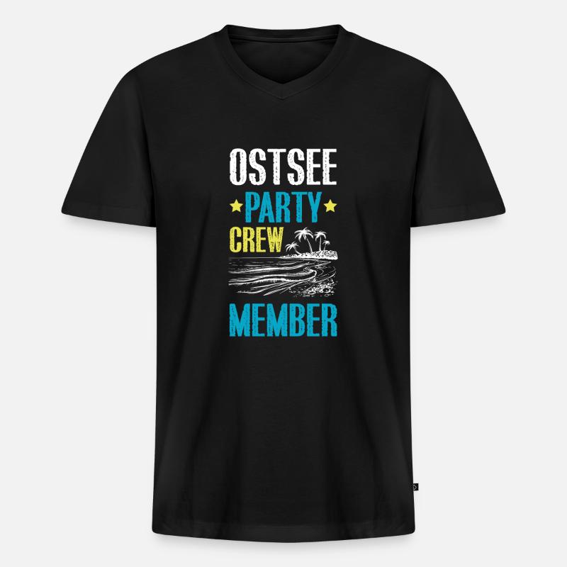 Ostsee Party Crew - Männer Premium Bio T-Shirt mit V-Ausschnitt - Schwarz