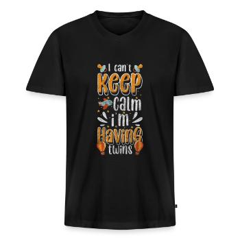 Zwangerschap Ouders - Mannen Premium Bio T-shirt met V-hals - zwart - Voor - Nico (187cm)