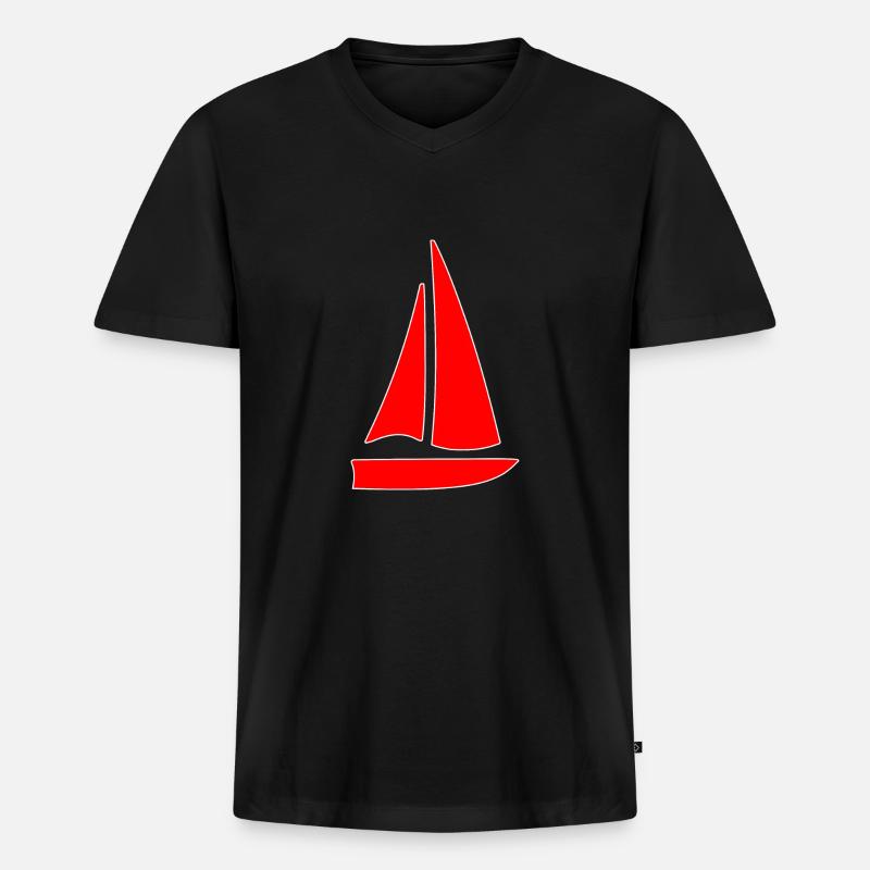 Segelschiff, Segelboot, - Männer Premium Bio T-Shirt mit V-Ausschnitt - Schwarz