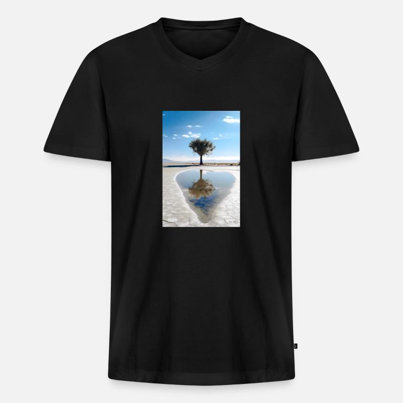 Leben - Männer Premium Bio T-Shirt mit V-Ausschnitt - Schwarz