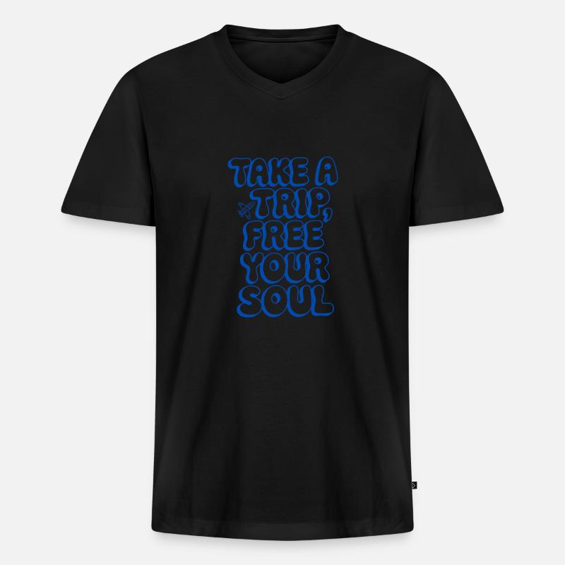 Reisen-Spruch-Eine Reise unternehmen... - Männer Premium Bio T-Shirt mit V-Ausschnitt - Schwarz