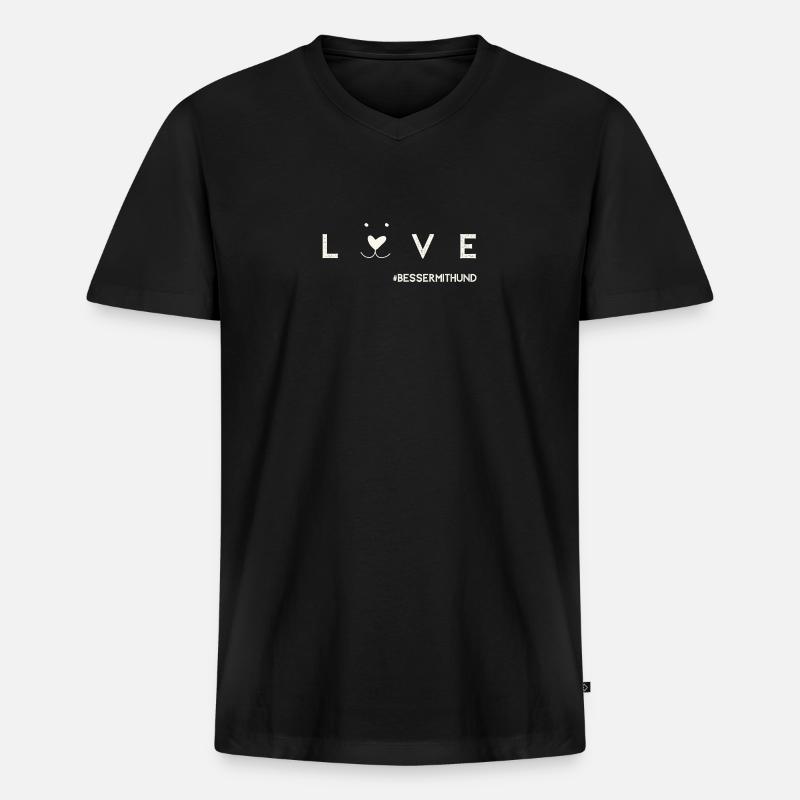 besser mit Hund - Männer Premium Bio T-Shirt mit V-Ausschnitt - Schwarz