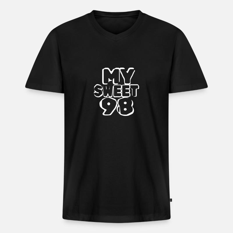 98 - Männer Premium Bio T-Shirt mit V-Ausschnitt - Schwarz