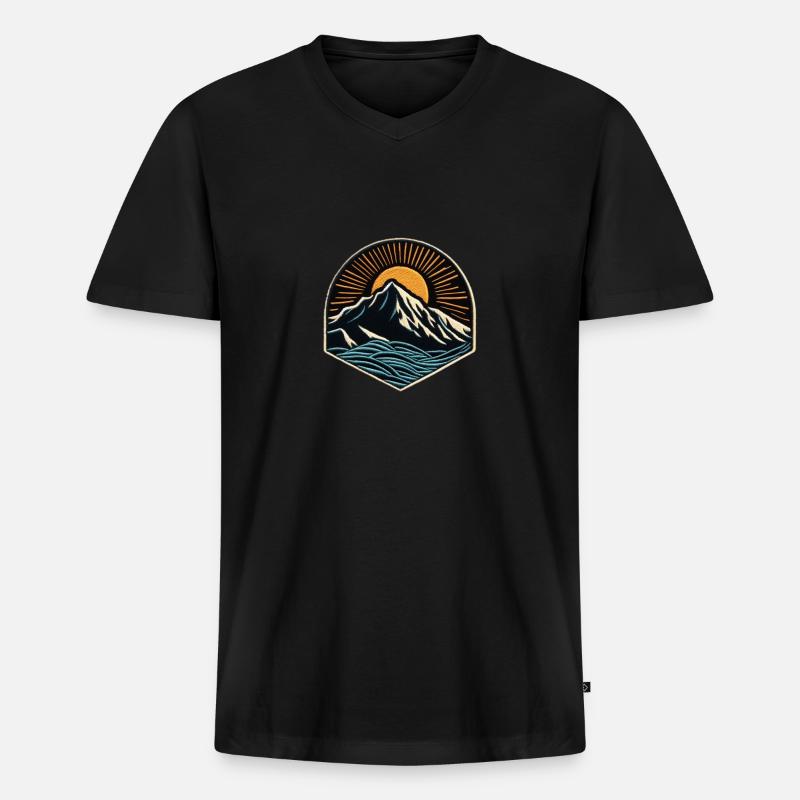 Mountain Patch - Männer Premium Bio T-Shirt mit V-Ausschnitt - Schwarz