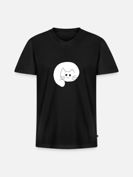 Chat blanc 1 - T-shirt encolure en V Premium bio Homme - noir