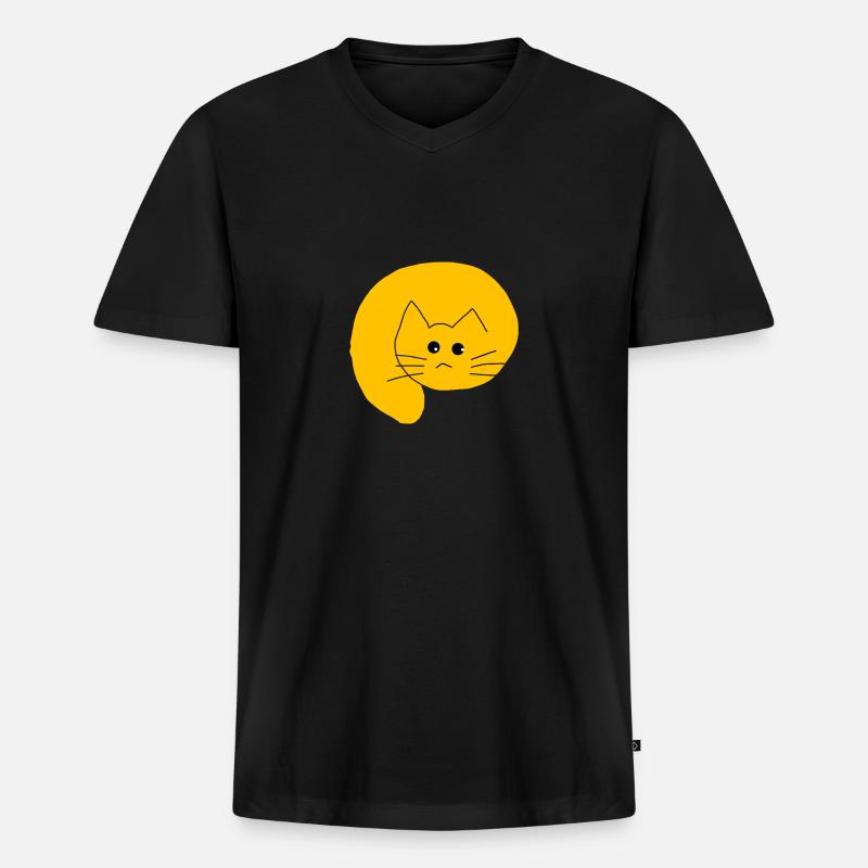 Katze gelb - Männer Premium Bio T-Shirt mit V-Ausschnitt - Schwarz