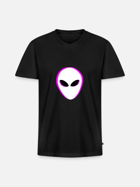 Aliens Alien Head - Men's Premium Organic T-shirt with V-neck - black