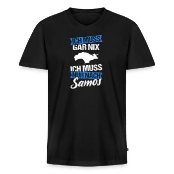 Samos Griechenland Urlaub Sommerurlaub Sonne Urlau - Männer Premium Bio T-Shirt mit V-Ausschnitt - Schwarz - Vorne - Nico (187cm)
