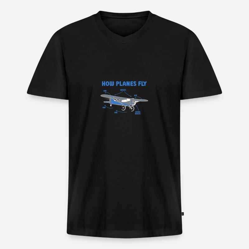 How Planes Fly Funny Science - Männer Premium Bio T-Shirt mit V-Ausschnitt - Schwarz