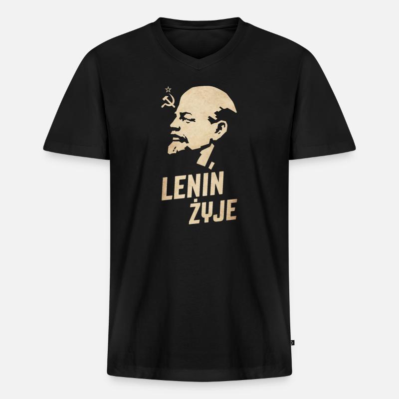 Lenin lebt - Männer Premium Bio T-Shirt mit V-Ausschnitt - Schwarz