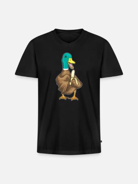 Duck Banana - Men's Premium Organic T-shirt with V-neck - black