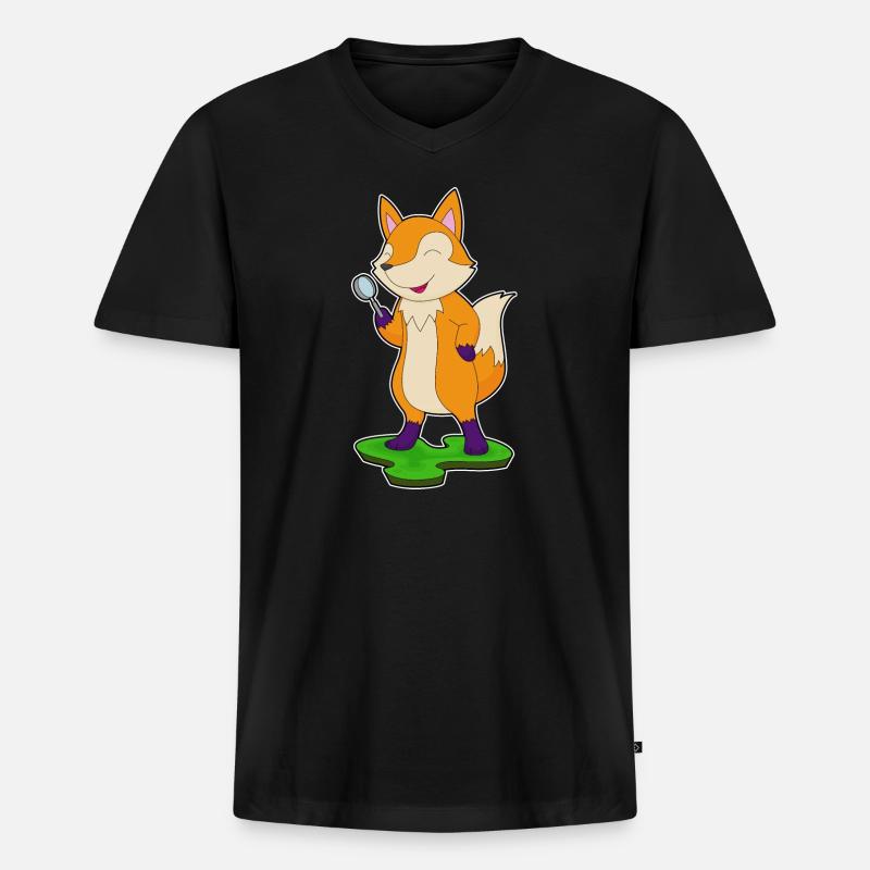 Fuchs Lupe - Männer Premium Bio T-Shirt mit V-Ausschnitt - Schwarz
