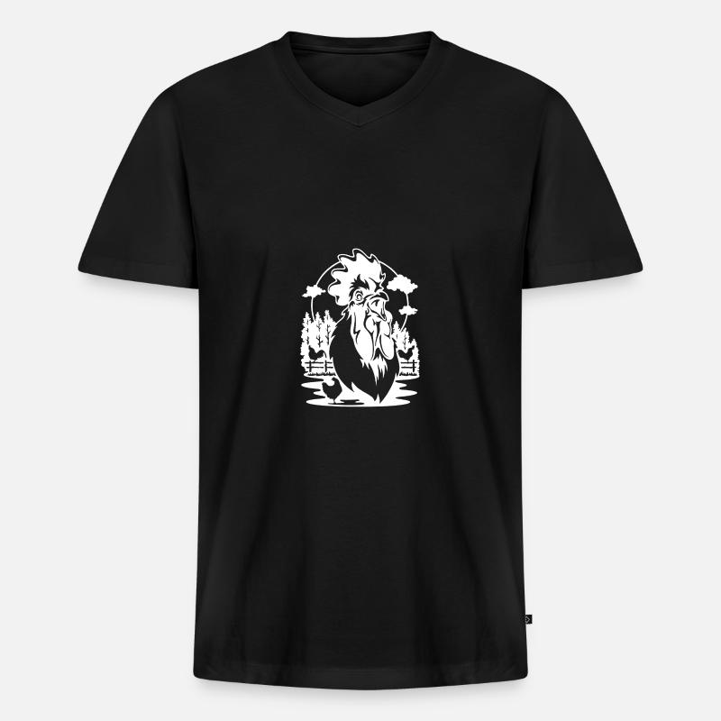 Henne - - Männer Premium Bio T-Shirt mit V-Ausschnitt - Schwarz