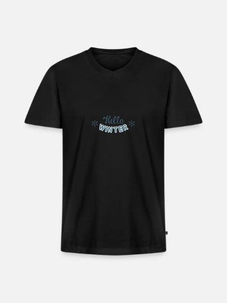 Hello Winter - Winter Welcome - Men's Premium Organic T-shirt with V-neck - black