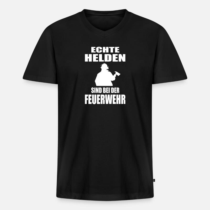 Feuerwehr - Männer Premium Bio T-Shirt mit V-Ausschnitt - Schwarz