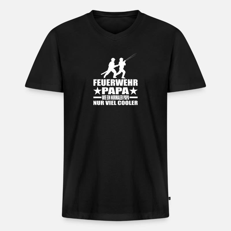 Feuerwehr - Männer Premium Bio T-Shirt mit V-Ausschnitt - Schwarz