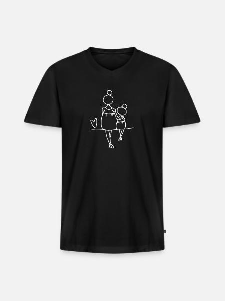 Mutter Tochter Liebe - Männer Premium Bio T-Shirt mit V-Ausschnitt - Schwarz