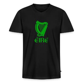 St. Patricks Day Gälisch sagt Eire mit Harfe - Männer Premium Bio T-Shirt mit V-Ausschnitt - Schwarz - Vorne - Nico (187cm)
