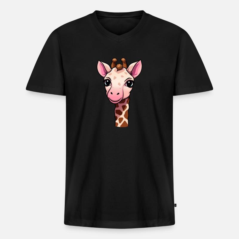 Giraffe - Männer Premium Bio T-Shirt mit V-Ausschnitt - Schwarz