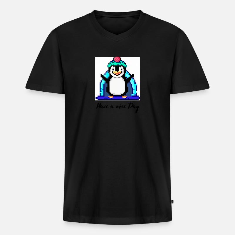 have a nice day pinguin - Männer Premium Bio T-Shirt mit V-Ausschnitt - Schwarz