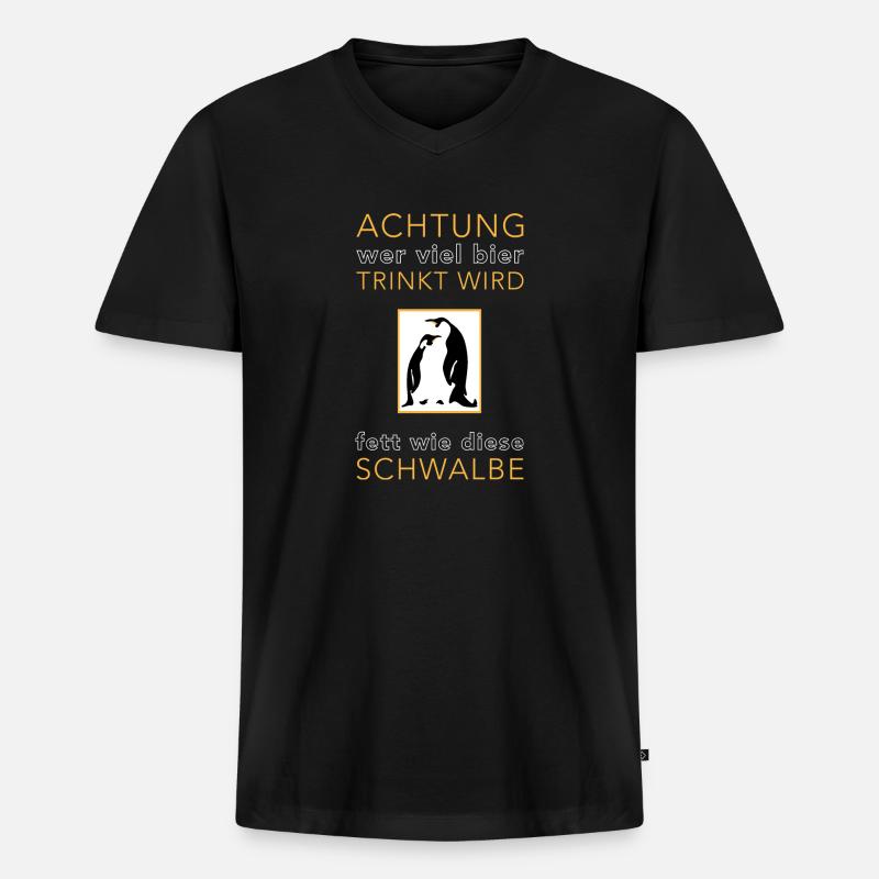 Pinguin Witziger Spruch Geschenk - Männer Premium Bio T-Shirt mit V-Ausschnitt - Schwarz