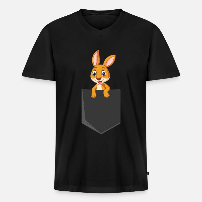 känguru - Männer Premium Bio T-Shirt mit V-Ausschnitt - Schwarz