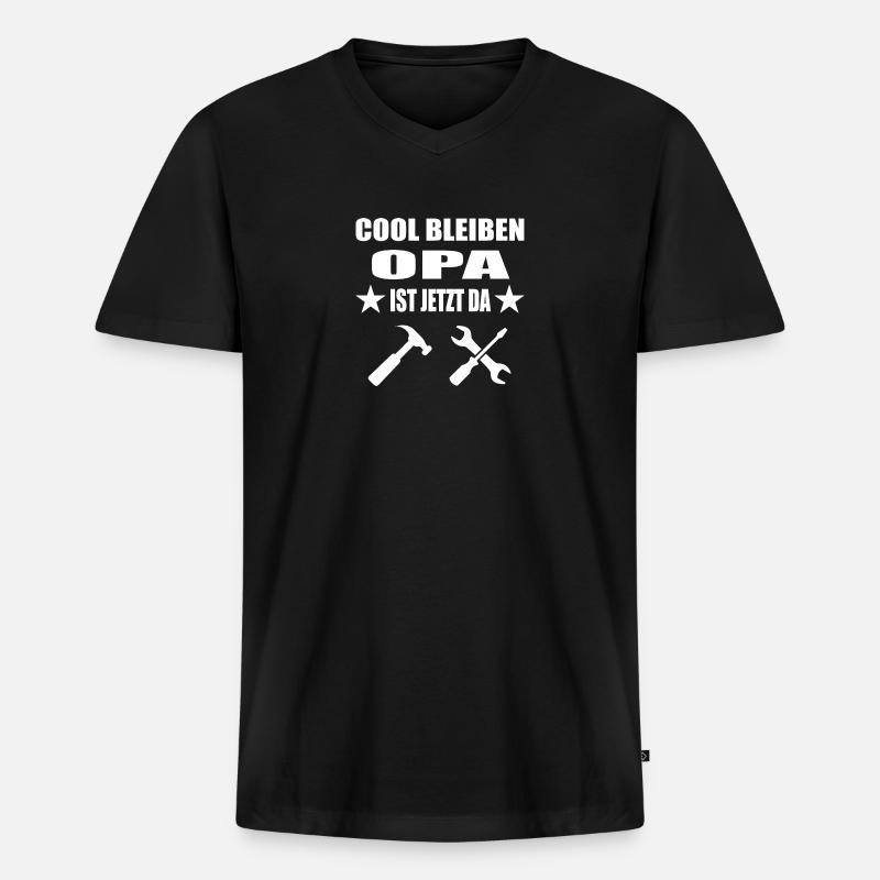 Opa - Männer Premium Bio T-Shirt mit V-Ausschnitt - Schwarz