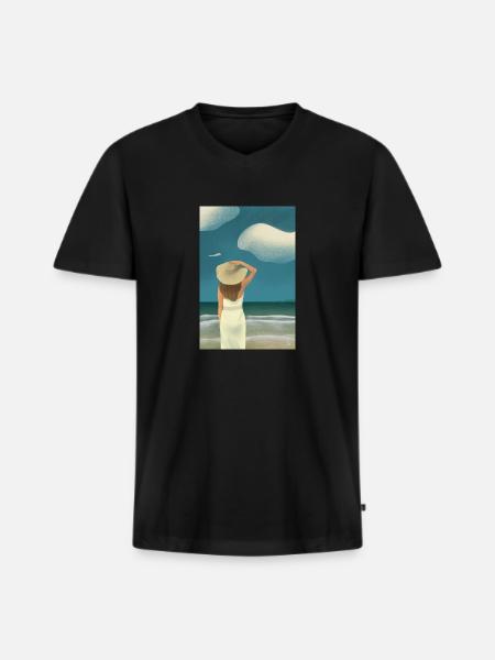 Plage d’été - T-shirt encolure en V Premium bio Homme - noir