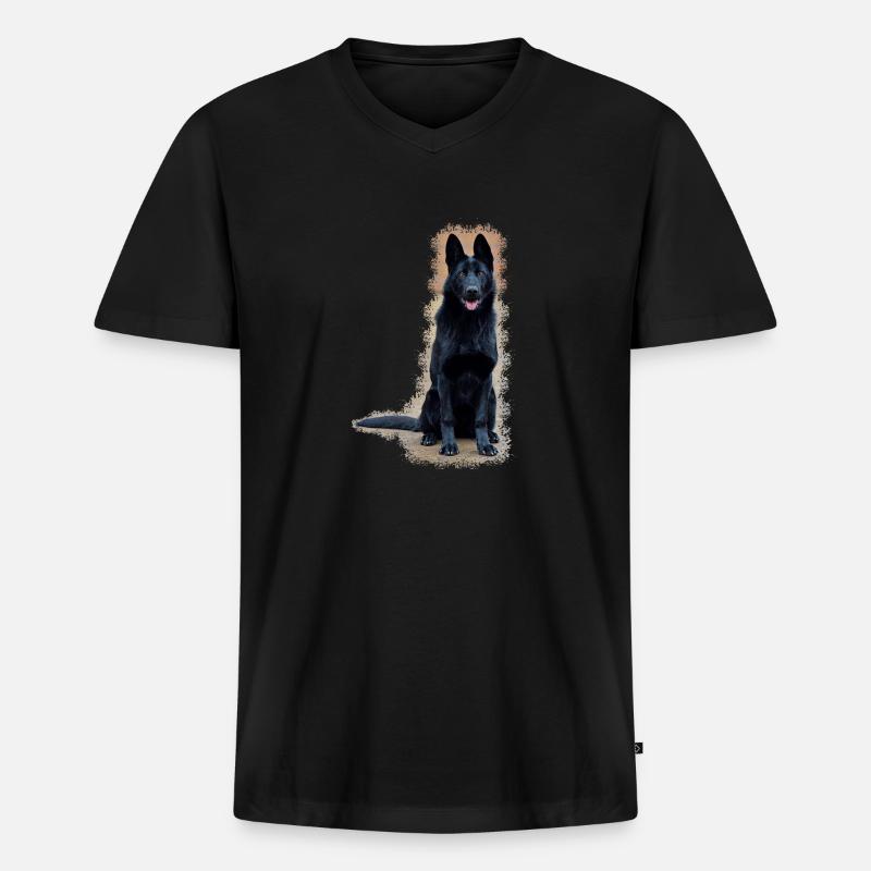 Schwarzer Schäferhund - Männer Premium Bio T-Shirt mit V-Ausschnitt - Schwarz