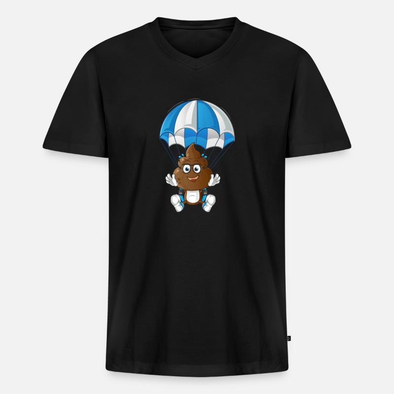 Fallschirm - Männer Premium Bio T-Shirt mit V-Ausschnitt - Schwarz