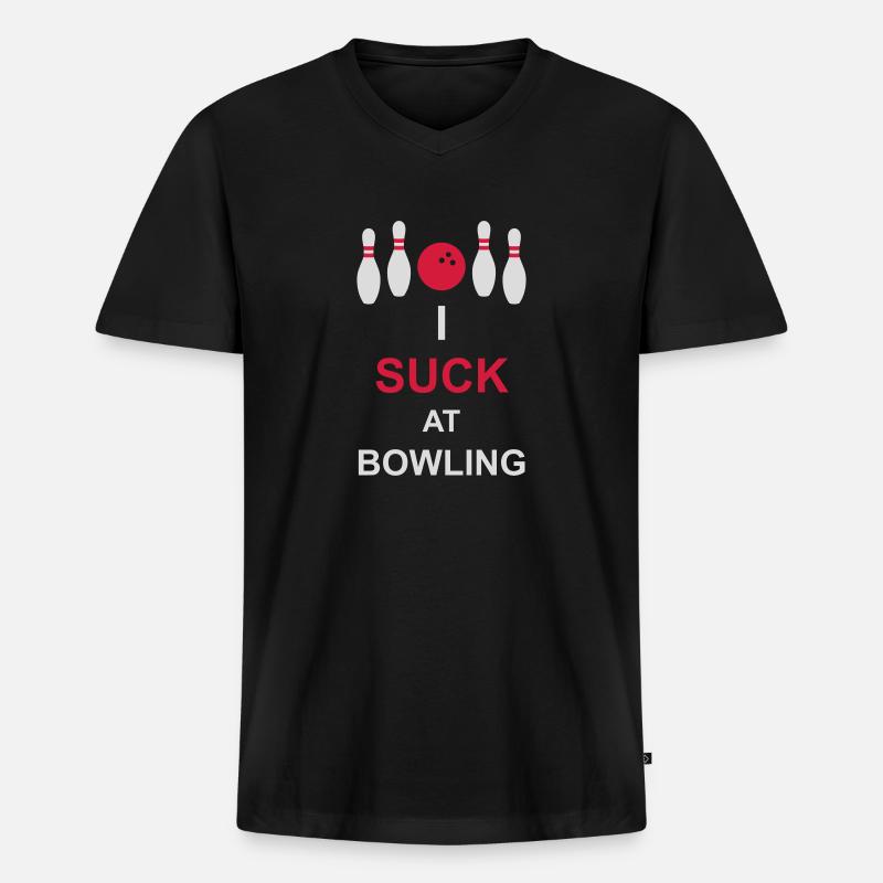 I suck at bowling - Männer Premium Bio T-Shirt mit V-Ausschnitt - Schwarz