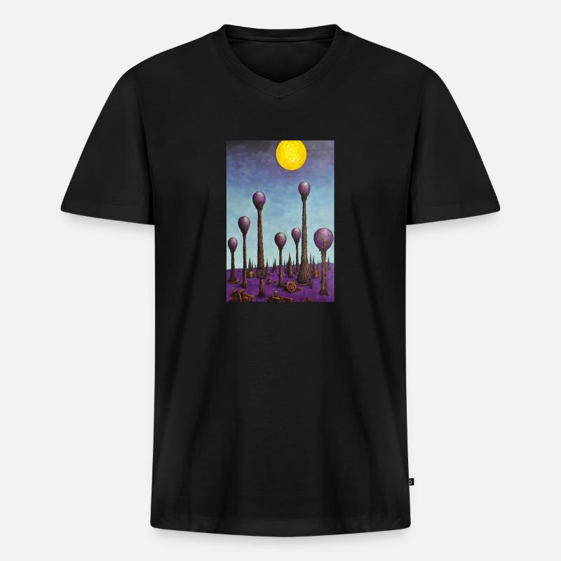 Wald der Pilze - Männer Premium Bio T-Shirt mit V-Ausschnitt - Schwarz