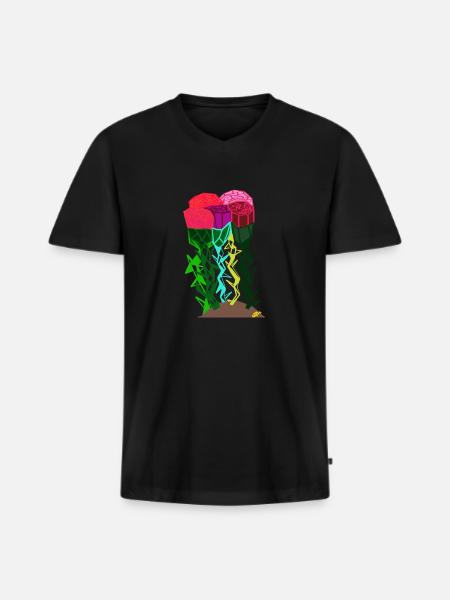 ROSES AND THORNS - Men's Premium Organic T-shirt with V-neck - black