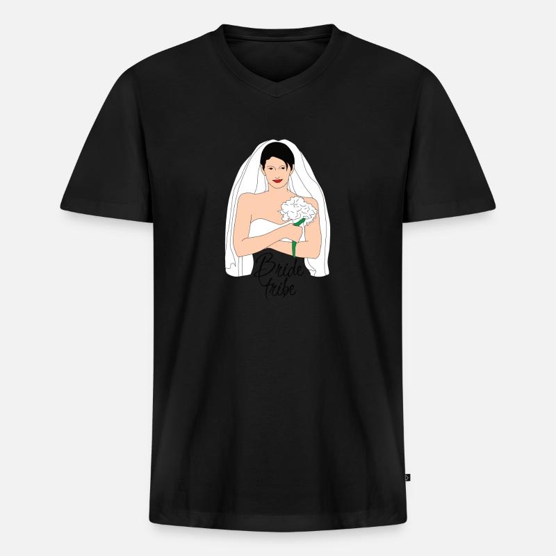 bride tribe schwarz 2 - Männer Premium Bio T-Shirt mit V-Ausschnitt - Schwarz