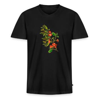 Blumen - Männer Premium Bio T-Shirt mit V-Ausschnitt - Schwarz - Vorne - Nico (187cm)