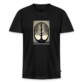 Forest view - Men's Premium Organic T-shirt with V-neck - black - Front - Nico (187cm)