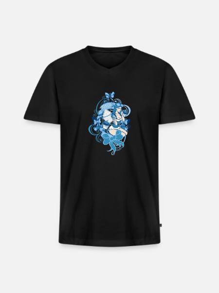 ou lala - Männer Premium Bio T-Shirt mit V-Ausschnitt - Schwarz