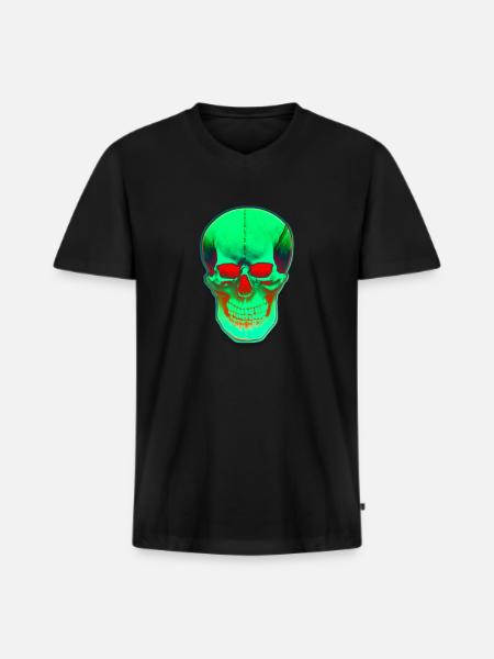 Green head with red eyes - Men's Premium Organic T-shirt with V-neck - black