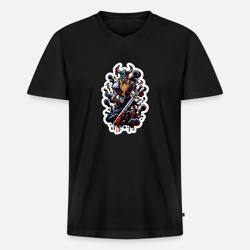 Vikings Resurrection - Männer Premium Bio T-Shirt mit V-Ausschnitt - Schwarz