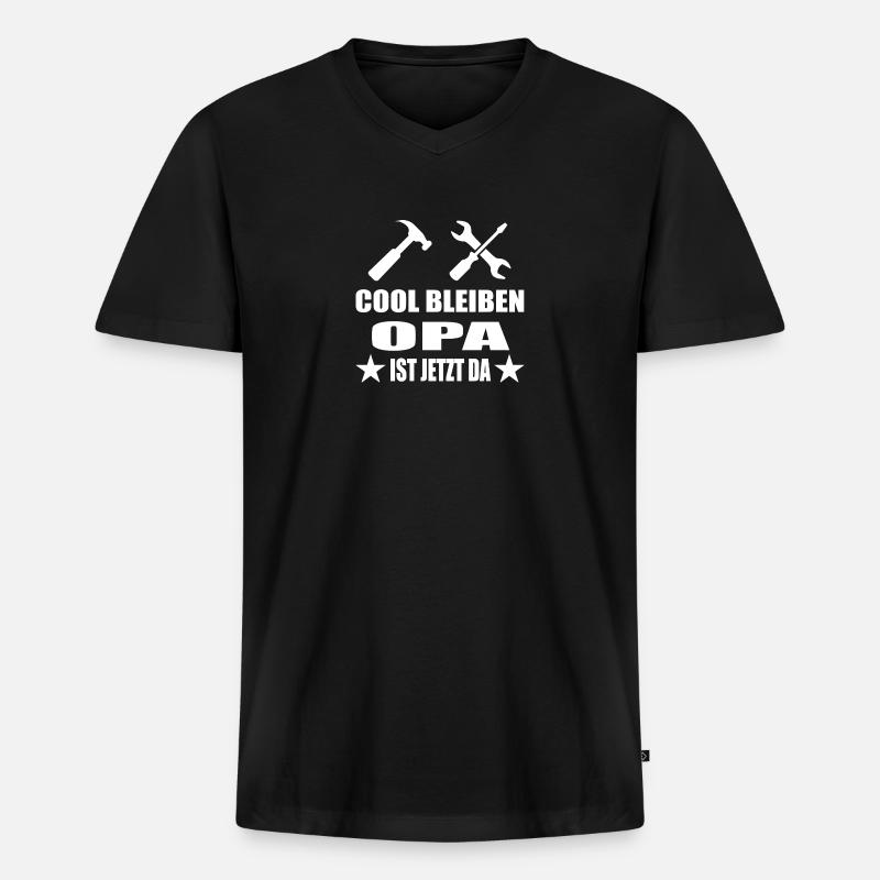 Opa - Männer Premium Bio T-Shirt mit V-Ausschnitt - Schwarz